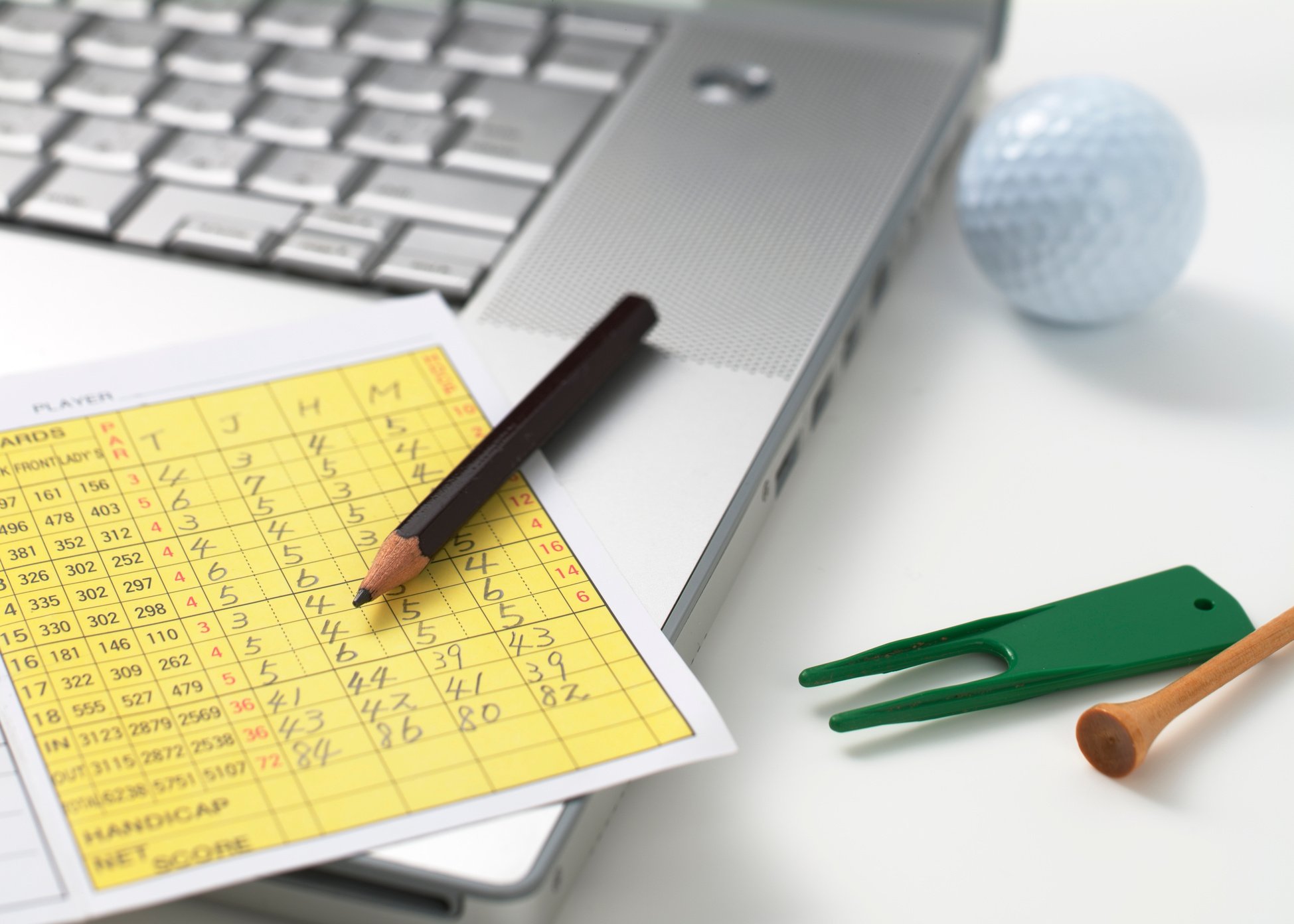 golf scorecard and ball